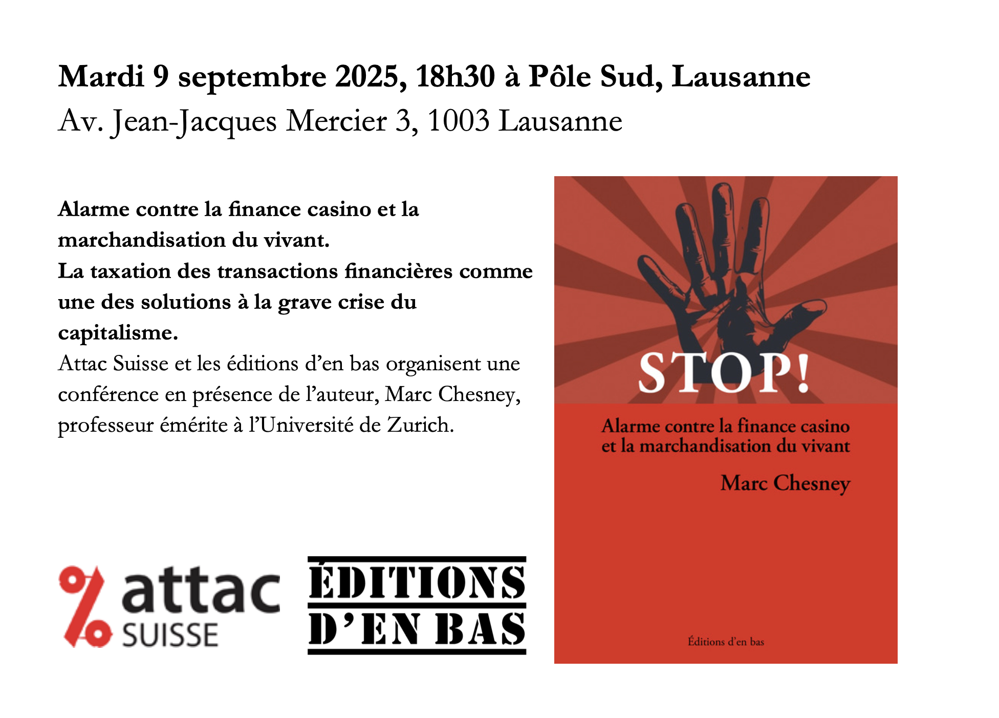 Conférence – STOP à la finance casino !
